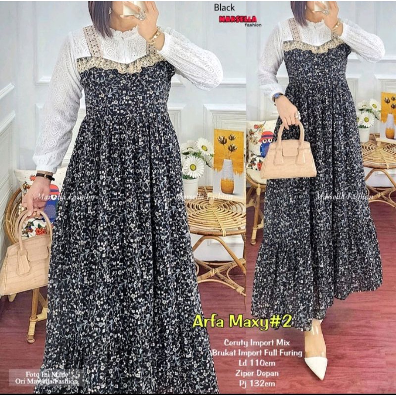 ARFA MAXY//GAMIS SHAKILA KOMBI BURKAT//GAMIS BUSUI//GAMIS MOTIF BUNGA