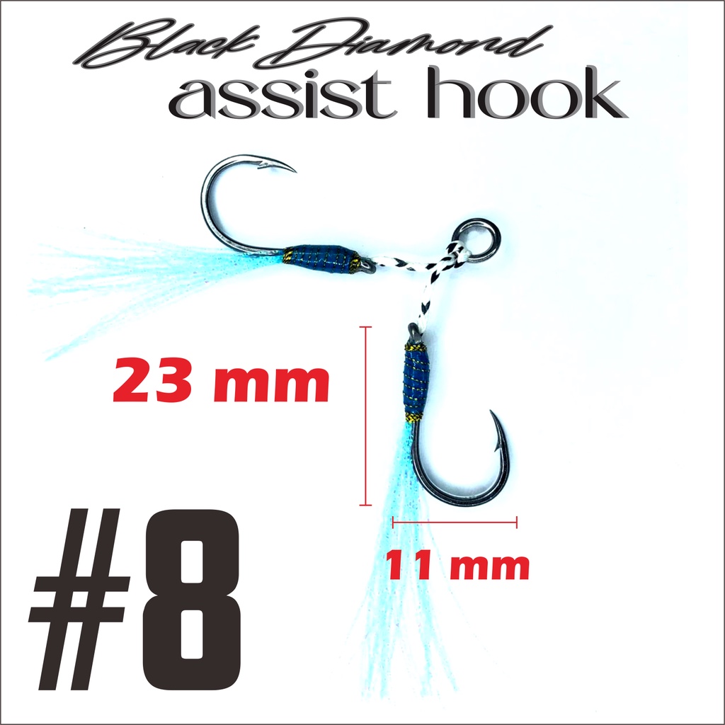 Assist hook double mata kail untuk microjig dan metal jig glow in the dark