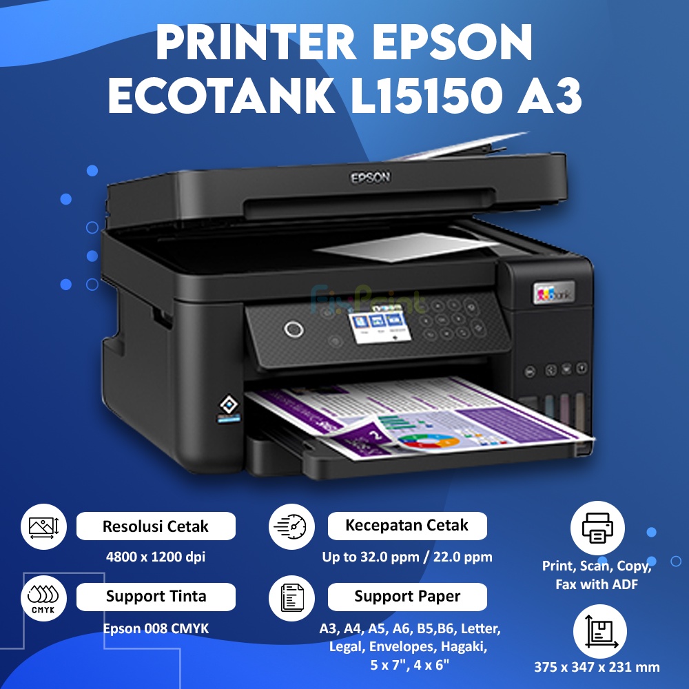 Printer Epson L15150 A3+ Multifungsi Wi-Fi Duplex ADF Original Resmi