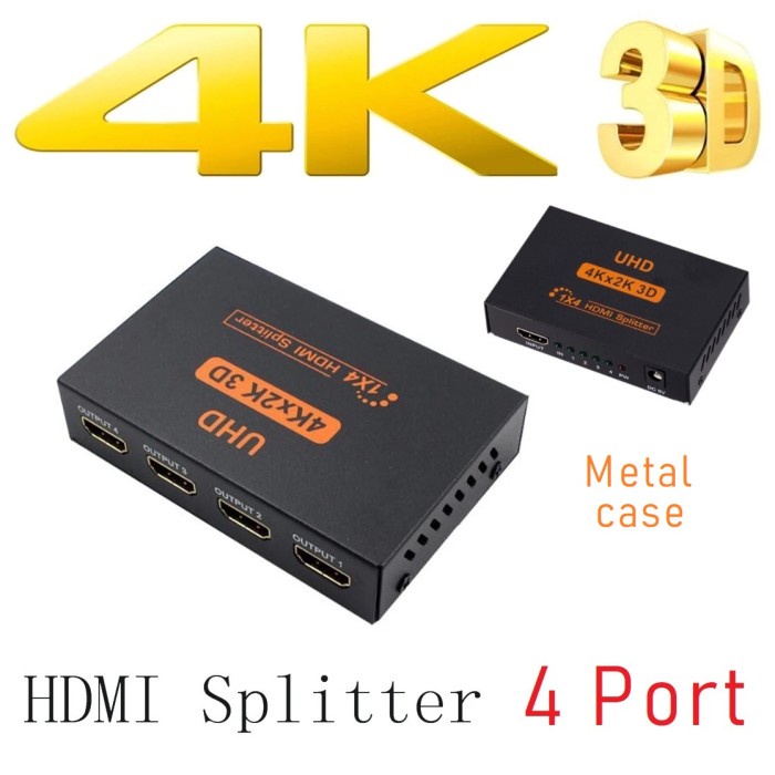 Terlaris Hdmi Splitter 4 Port Pembagi Cabang 1 Input X 4 Output Tv Hdmi 3D