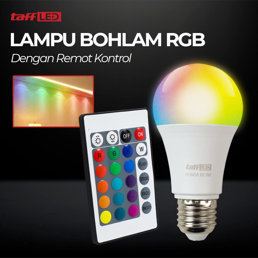 Lampu Bohlam RGB dengan Remote Control E27 3W - B2 - 7RLL04WH White