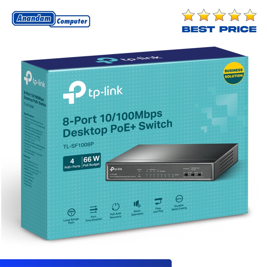 TP-LINK TL-SF1008P 8-Port 10/100Mbps Desktop Switch with 4-Port PoE