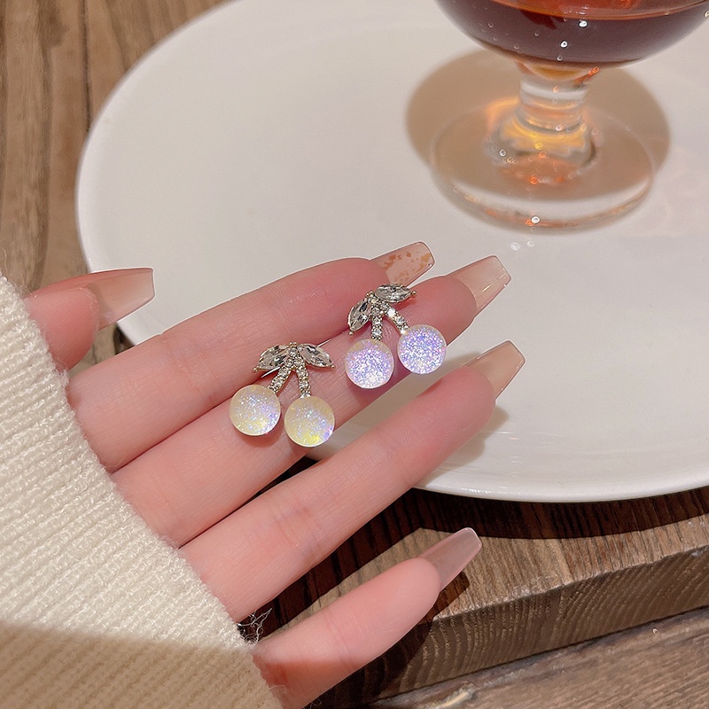 925 Perak Jarum Fantasi Gradual Cherry Anting Wanita Fashion Zirkon Anting