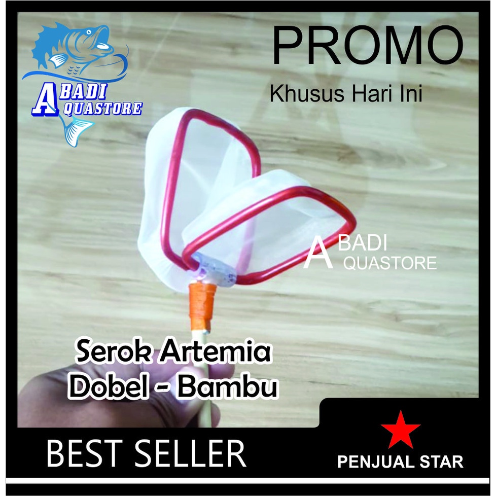 Serok BAMBU Artemia DOBEL - SEROK BAMBU - Jaring - Seser Atermia - Serok Ikan - GRATIS PACKING KARDU
