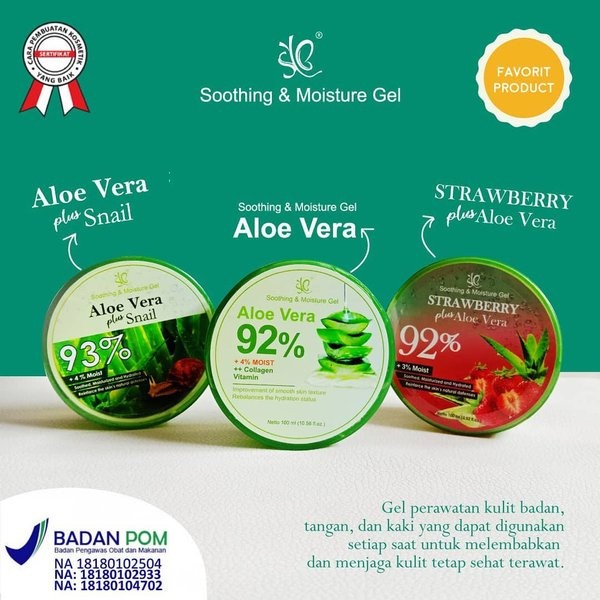 SYB ALOE VERA 92% Soothing &amp; Moisture Gel (Aloevera/Strawberry/Snail) - 100ml