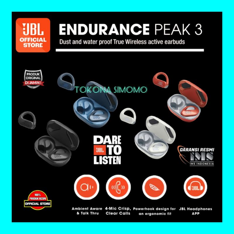 JBL Endurance Peak 3 True Wireless Active Earbuds TWS Original