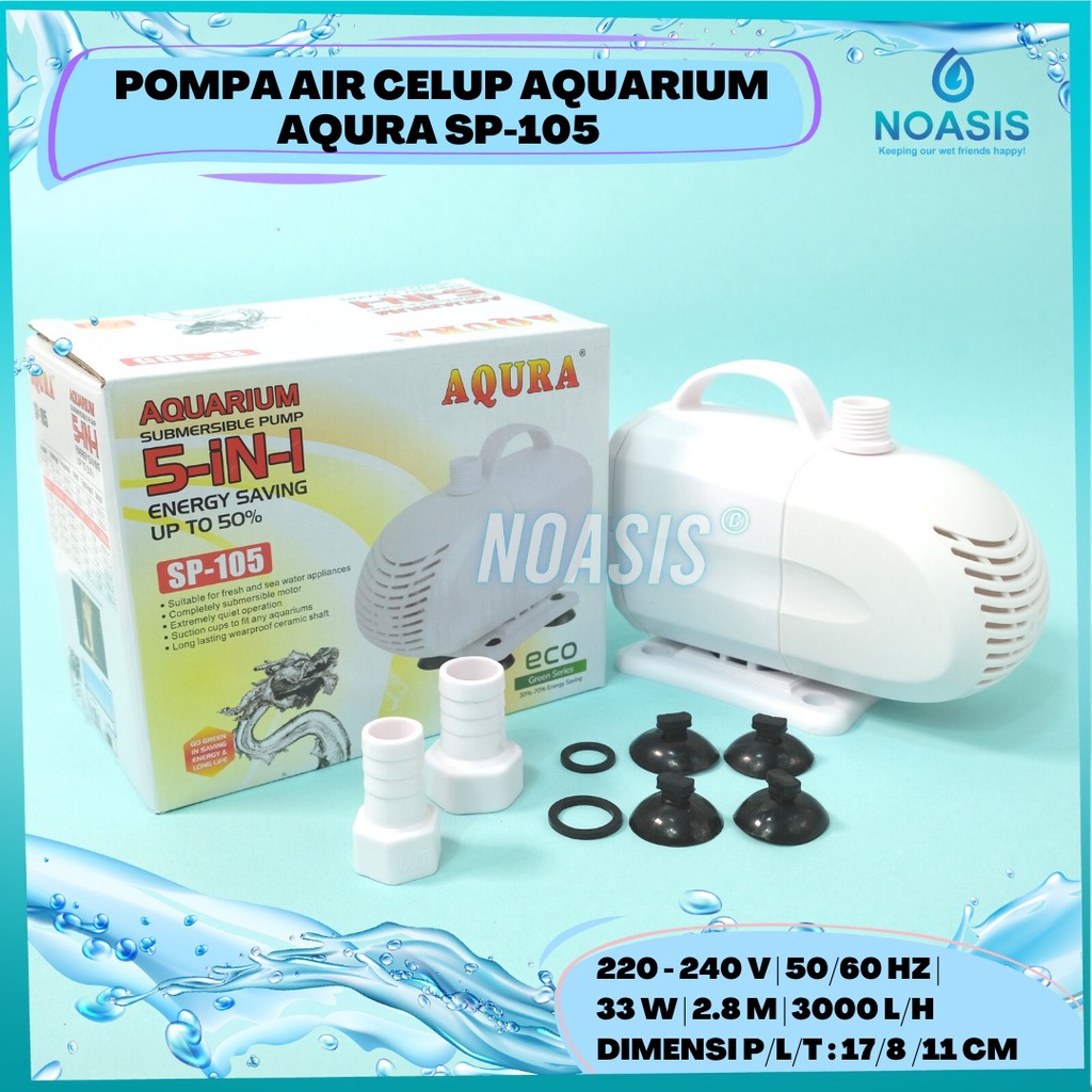 AQURA Pompa Air Celup Aquarium AQURA sp 105 Sp - 105 33 W 3000 Litter