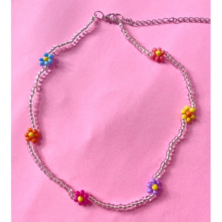 daisy flower choker beads / kalung bunga manik manik / flower choker beads