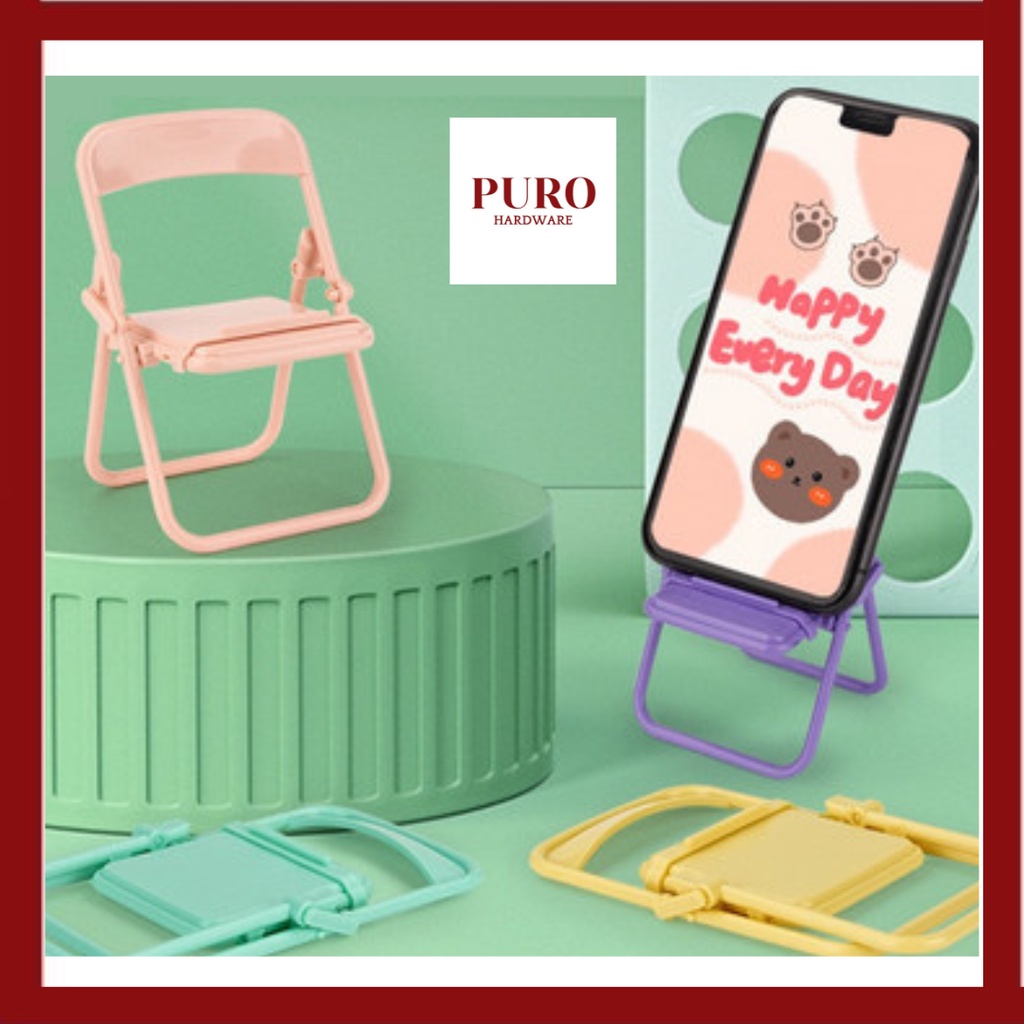 Stand Handphone Kursi Lipat Portable / Penyanggah Hp Lucu / Holder Kursi Macaron