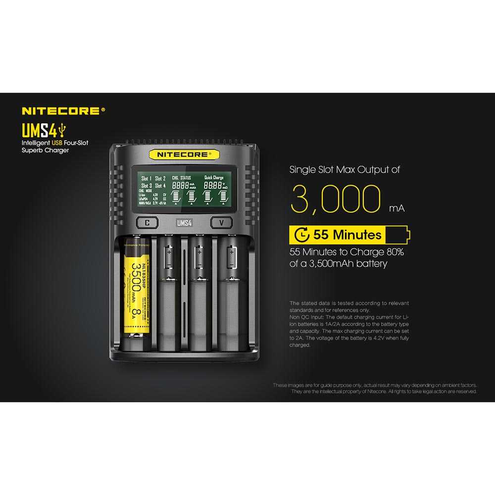 (BISA COD) FTIHSHP NITECORE Intelligent QC2 USB Charger Baterai 4 Slot Li-ion NiMH - UMS4