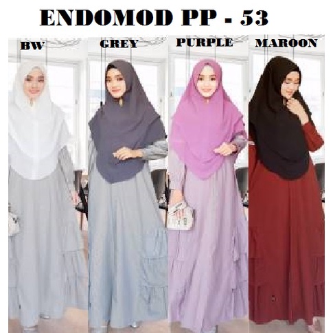 NEW Gamis Set Jilbab Wanita Muslimah Endomoda PP 53 / Dress Pakaian Fashion Muslim Wanita