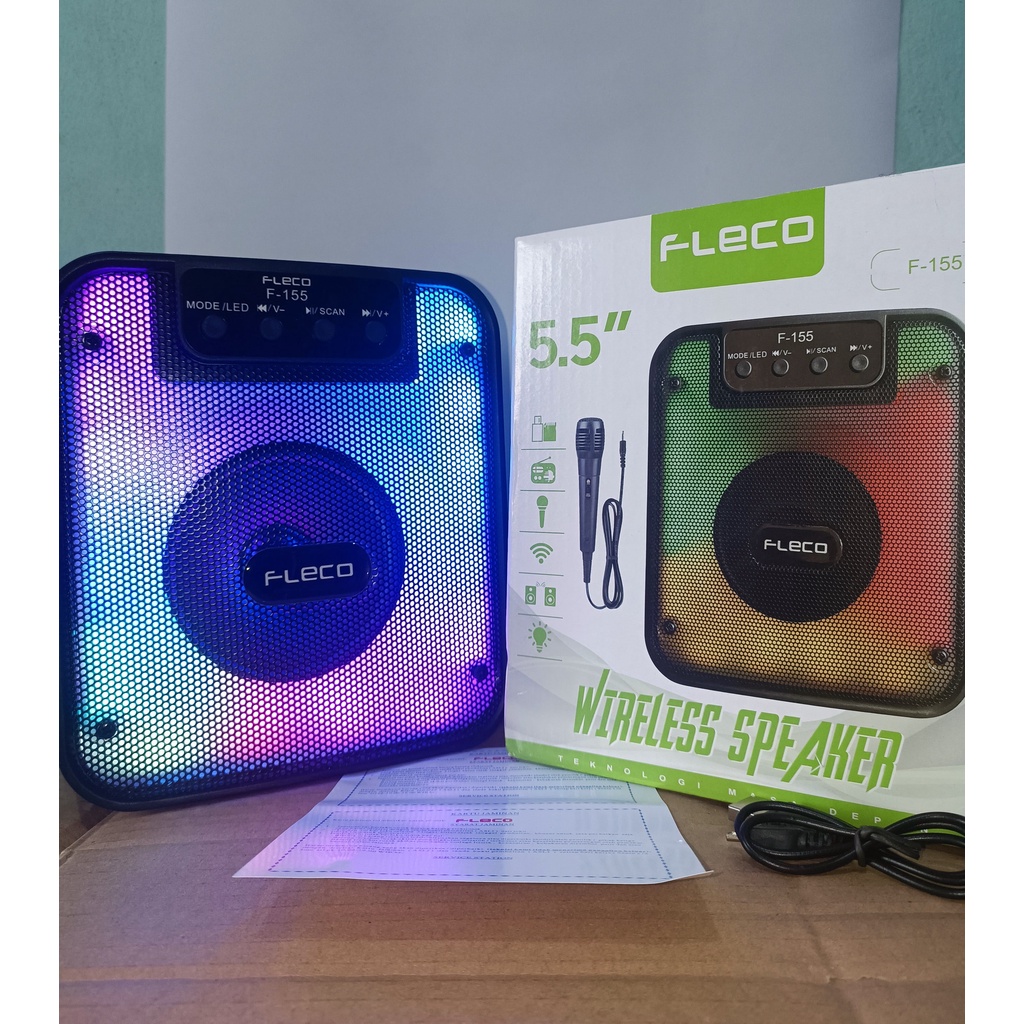 SPEAKER BLUETOOTH PORTABLE FLECO F-155 RADIO FM/MEMORI/MP3 EXTRA BASS