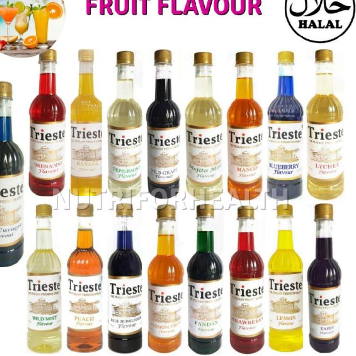 

☁ (650ml) Trieste Syrup HALAL Blue Curacao/Blue Lagoon Mojito Mint Banana Bubblegum Strawberry Mango Peach Lemon ➣