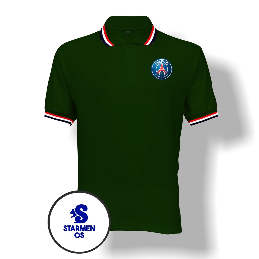 Kaos Wangki Polo T-Shirt Pria Kerah 3 List Logo PARIS PSG