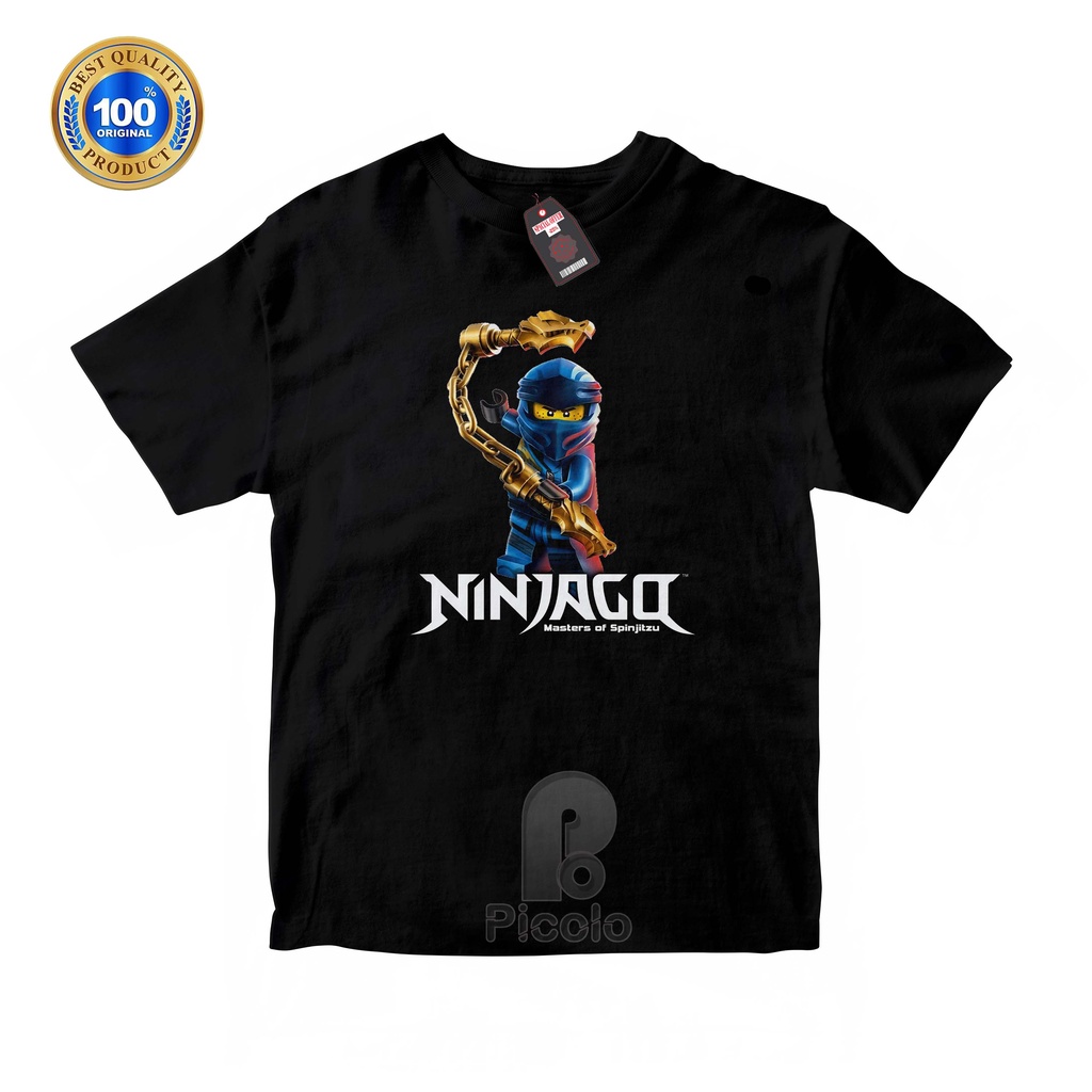 (FREE NAMA) BAJU KAOS ATASAN ANAK MOTIF NINJAGO MASTER OF SPINZITSU Bahan COTTUN