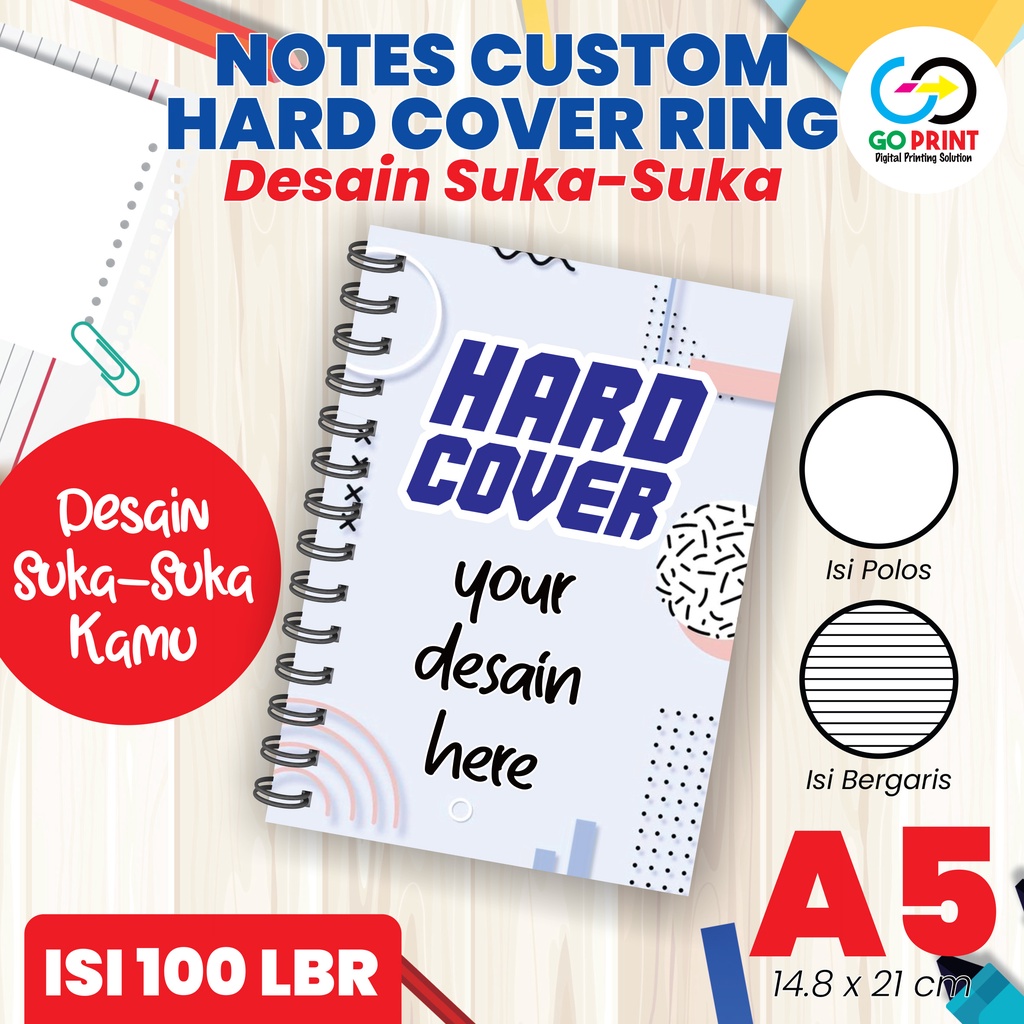 

NOTEBOOK HARDCOVER CUSTOM A5 SPIRAL / BUKU CATATAN / BLOCK NOTE CUSTOM - ISI 100 LBR (200 HALAMAN)