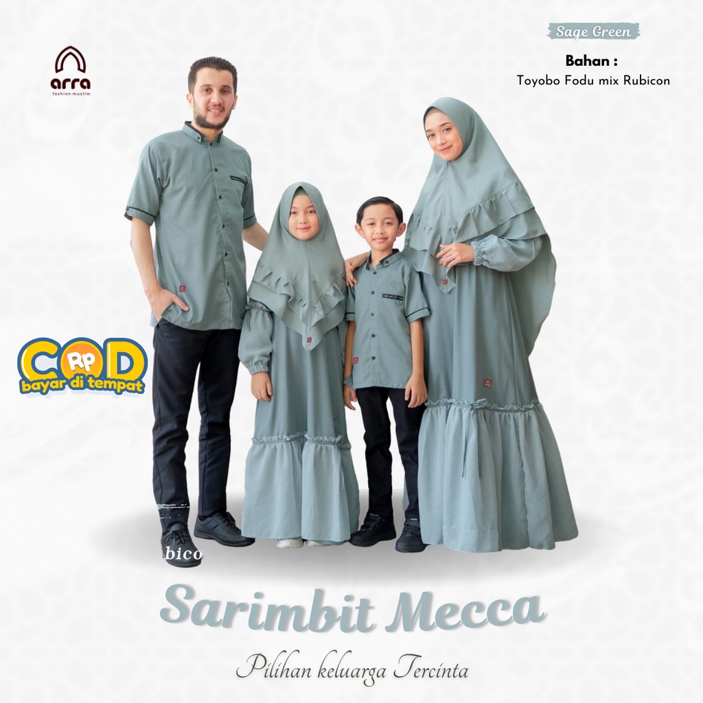 Baju Couple Keluarga Muslim Sarimbit ARRA Mecca Sage Green