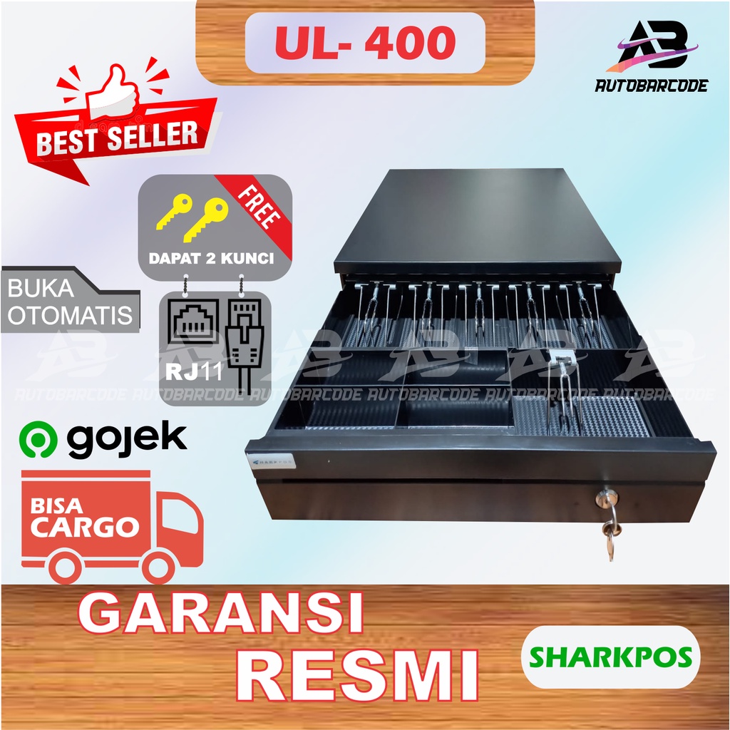 Cash Drawer Besar Sharkpos UL400 Laci Uang Kasir Support RJ 11 - UL 400 / UL-400 Box Kotak Uang