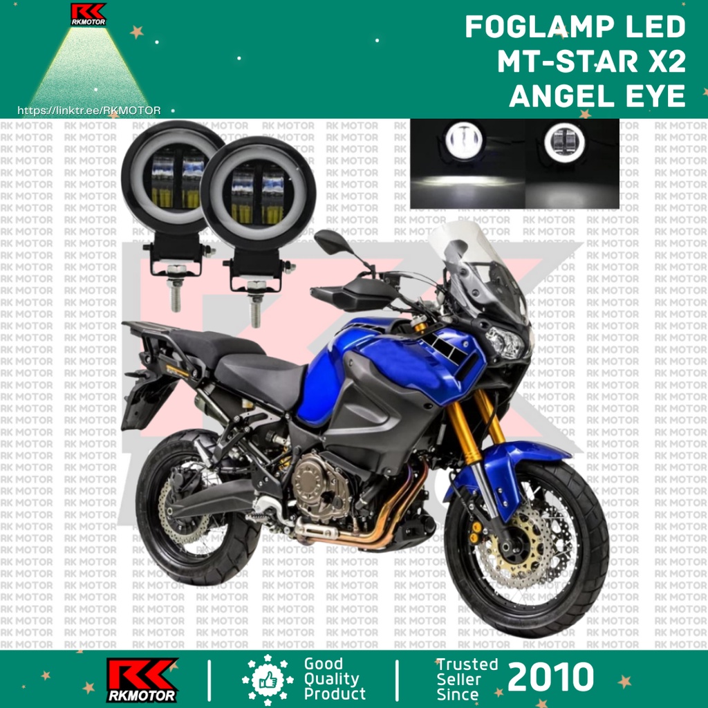 Foglamp LED Lampu Tembak X2 Bulat 20 Watt Angel Eye Mobil Motor