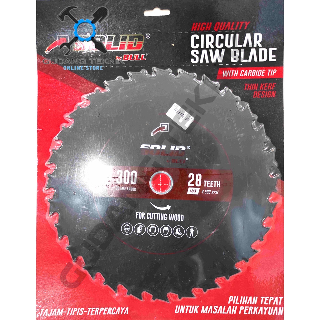 (HITAM) SOLID Mata Pisau Kayu Circular Saw TANDUK 12&quot; 300mm 28T 40T SOLID / Mata Gergaji Circle 12 Inch 300x28T 300x40T Circular Saw Blade SOLID