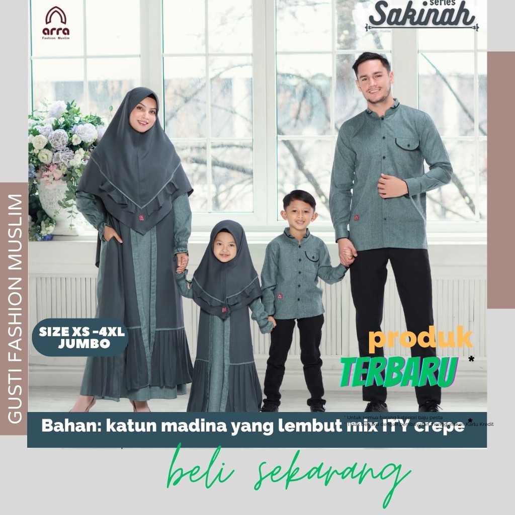 Sarimbit Keluarga  Terbaru 2024 Lebaran Premium Warna  Emerald Baju Couple Keluarga Lebaran Gamis Co