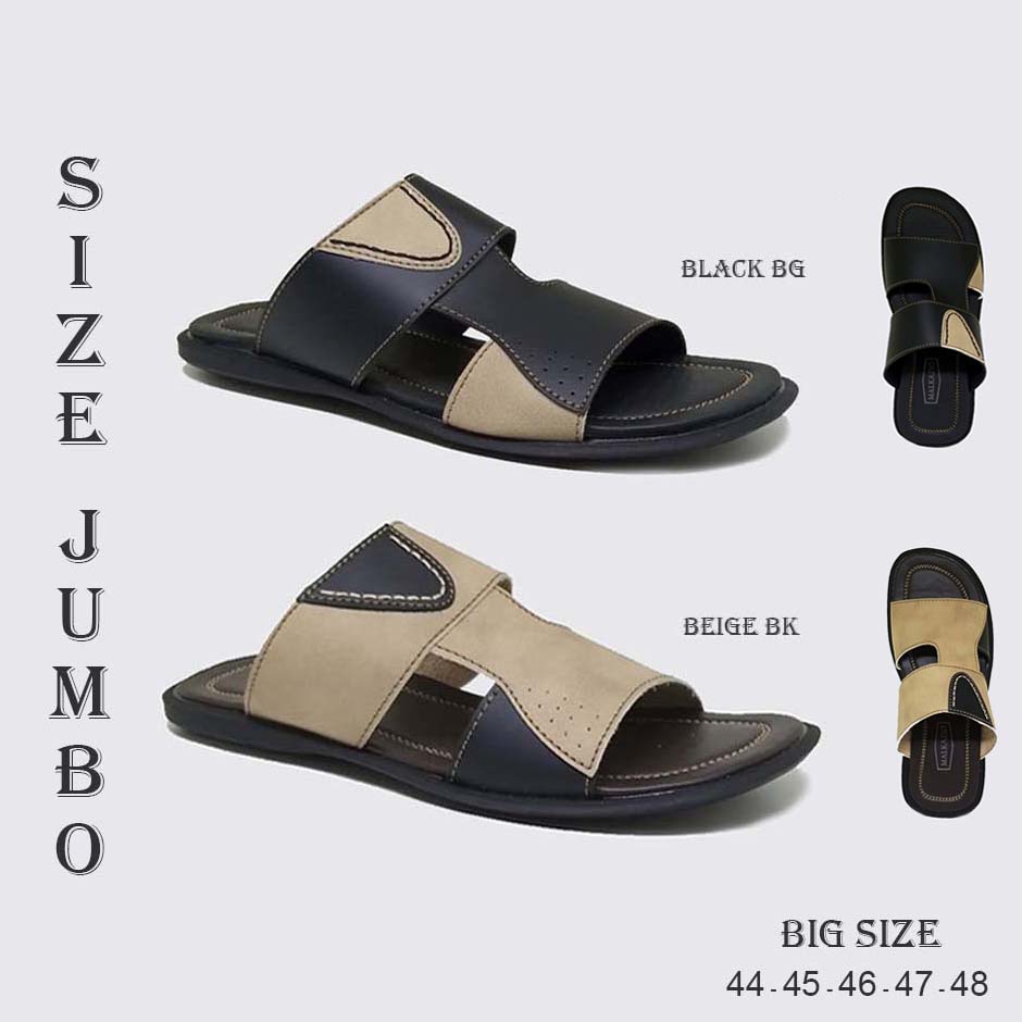 ASHTON X ZAGIB | Sandal Pria Slide Ukuran Besar Jumbo 44-45-46-47-48 / Sendal Flat Cowok Big Size Kulit Asli