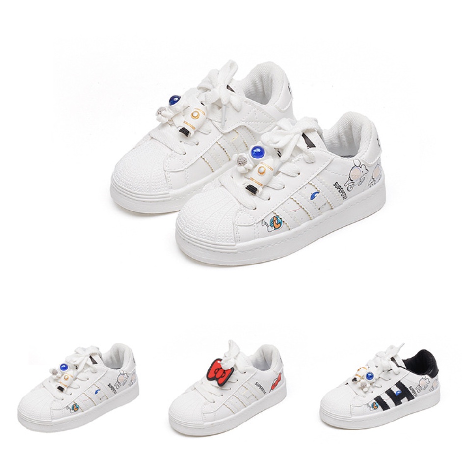 babyfit [size 21-36] sepatu sneakers anak three lines dengan toy clip astronot kitty sneakers anak cewek cowok import bn-0315