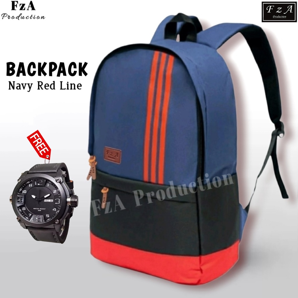 Tas Ransel Gendong Laptop Distro Sekolah Kuliah Pria Wanita Backpack Tas Ransel Laptop Original FREE Jam Tangan Pria