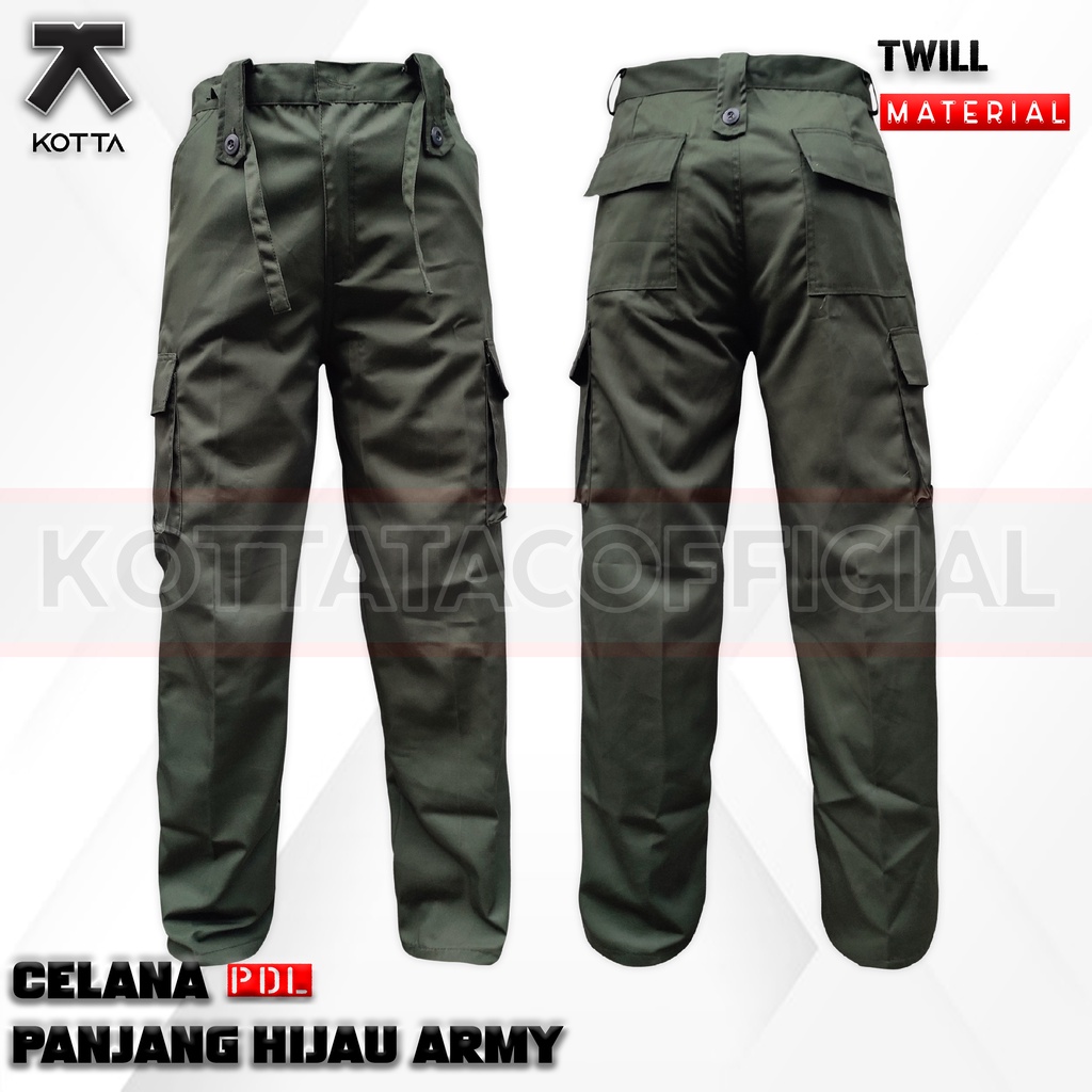 CELANA PDL HIJAU ARMY - CELANA PANJANG HIJAU ARMY - CELANA PDL KARGO HIJAU - CELANA PDL MENWA