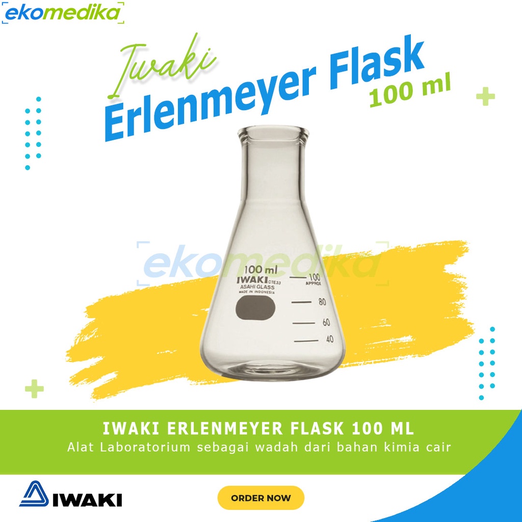 IWAKI Erlenmeyer Flask 100ml 200ml 250ml 300ml Labu ERLENMEYER Narrow Mouth IWAKI