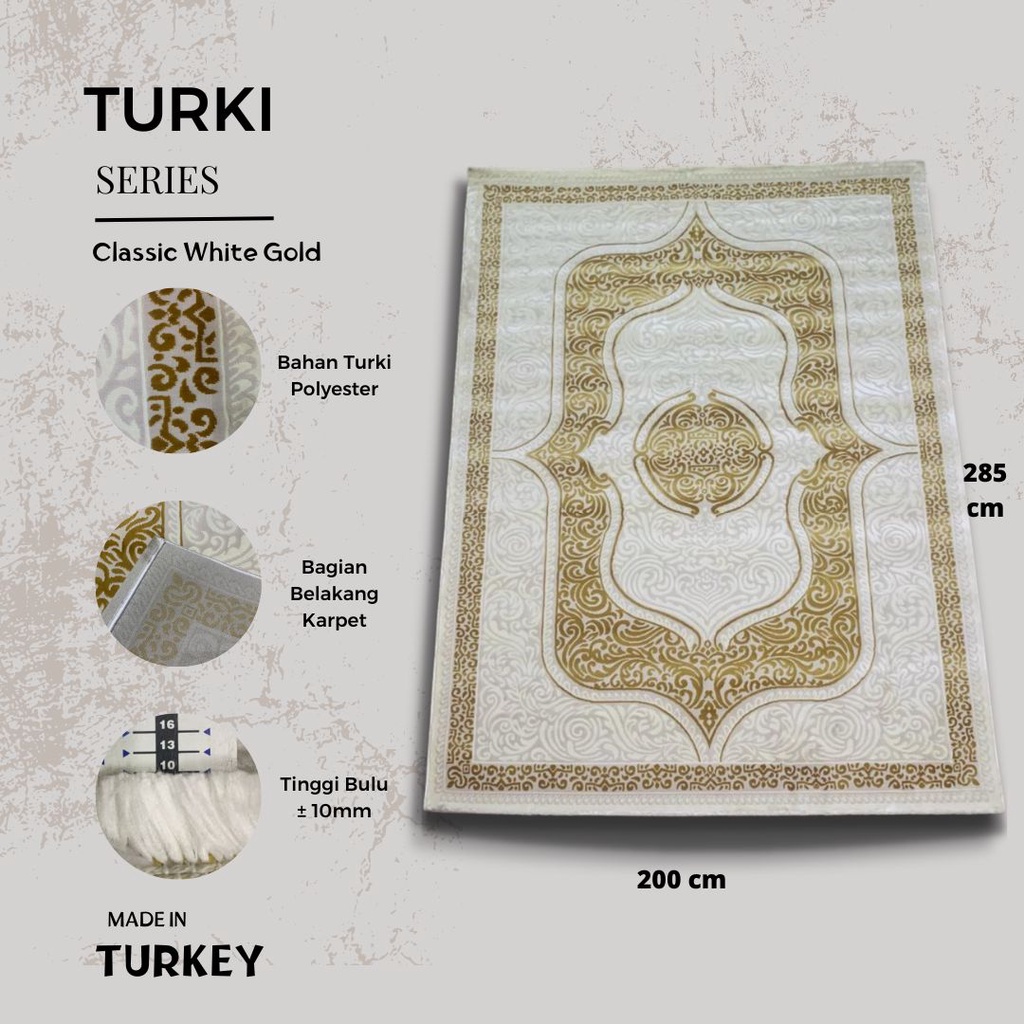 Karpet Turki Import Permadani 200 x285 Classic White  Gold Karpet Import Turki