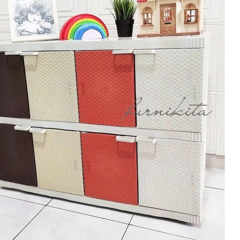 ✫ LEMARI PLASTIK SERBAGUNA AKAKO FANCY MEJA TV PLASTIK AKAKO PORTABLE ☋