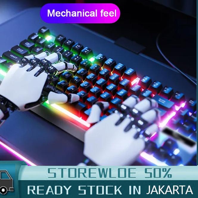 ♔ Paket Keyboard dan Mouse RGB Gaming/Set Gaming Mouse dan Keyboard USB Cable RGB keyboard gaming ❇