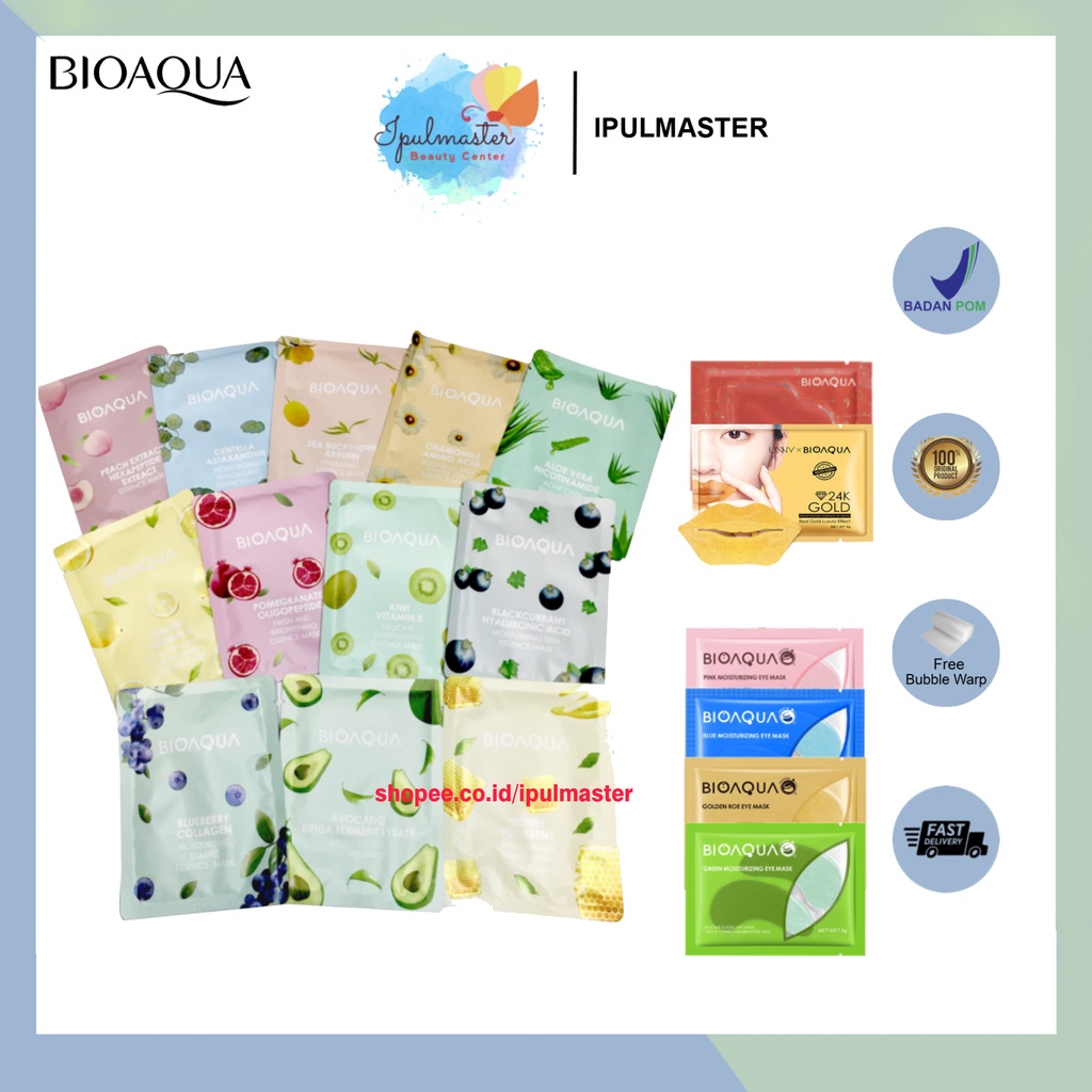 Bioaqua Sheet Mask Lip Mask &amp; Eye Mask Masker Wajah Bibir dan Mata BPOM