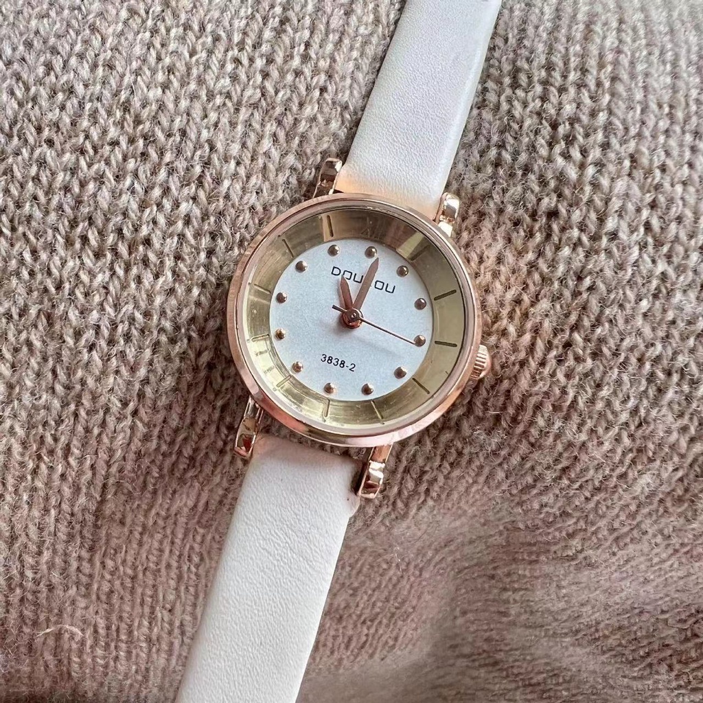 [ New ] Jam Tangan Wanita Kecil Casual Dial Bulat Analog Quartz Strap Pu Gaya Korea