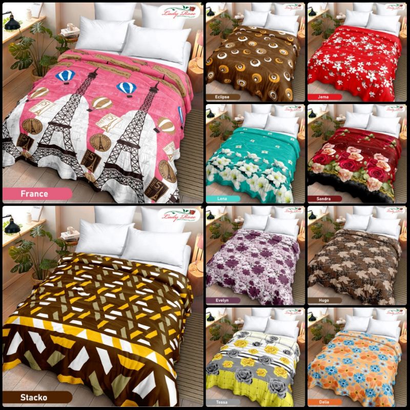Selimut Lady Rose motif France, Alodia, Delia, Rista, Astro, Hello Kitty  (tanpa tas ORI)