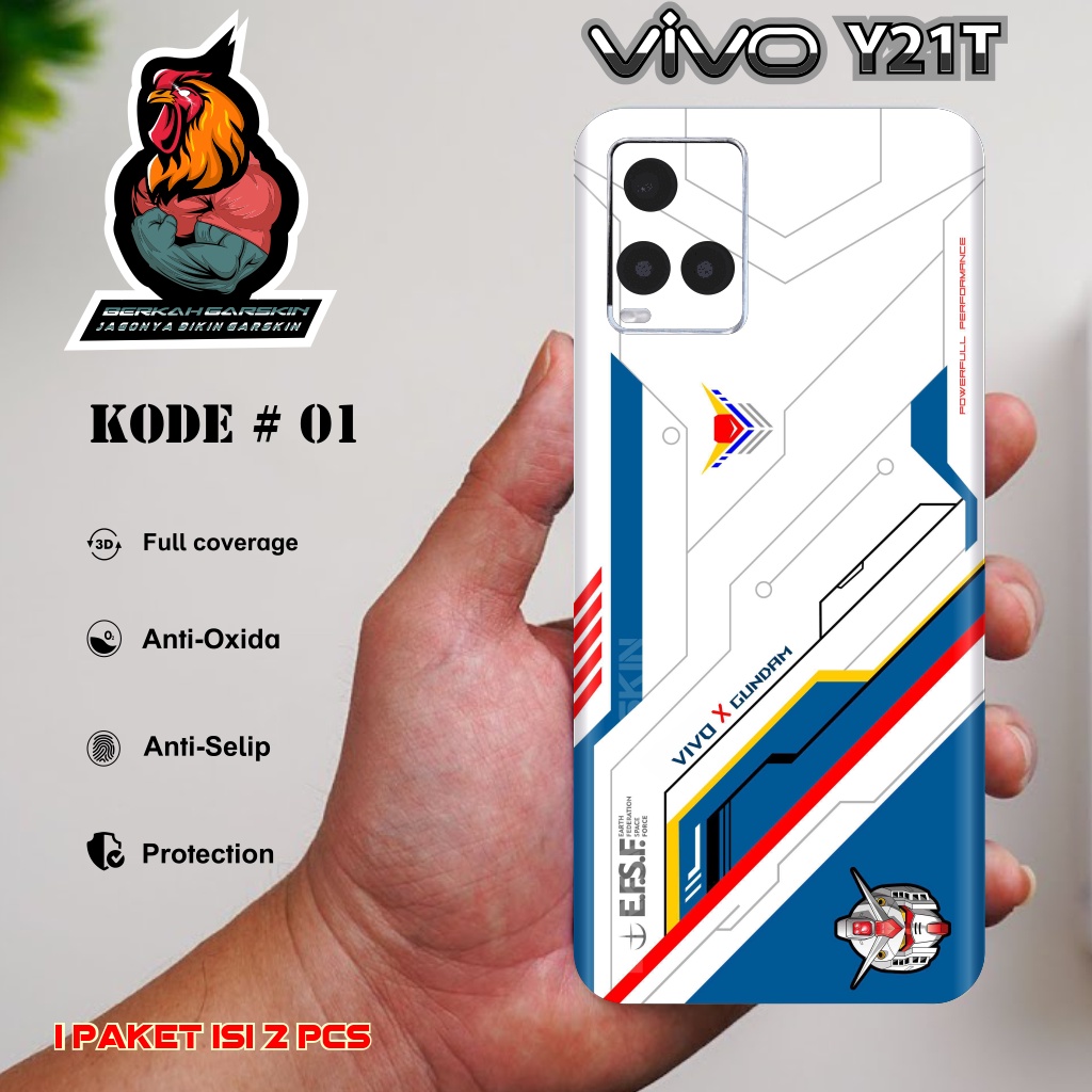 (Isi 2 Pcs) Garskin Premium Vivo Y21T Pro Motif 1-5 Bisa Request Gambar