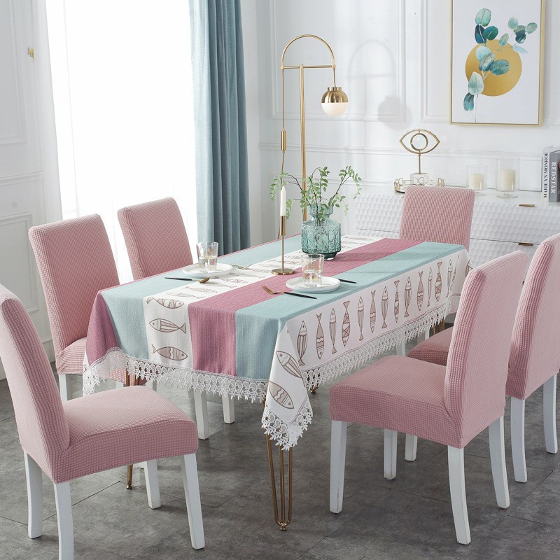 Nordic Table Cloth / Taplak Meja Makan Velvet Anti Panas Renda Tebal - Nordic SET