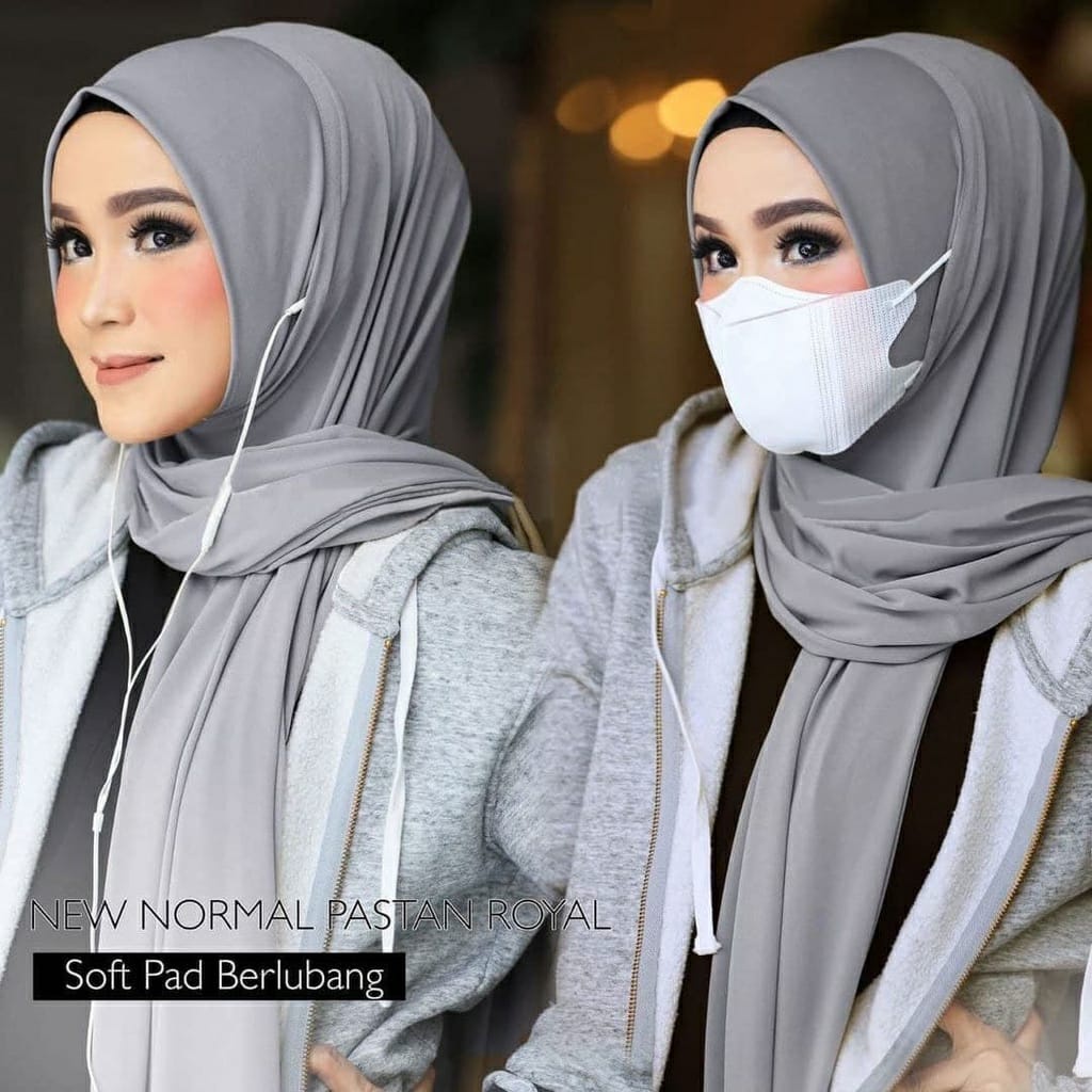 Pashmina Instan Royal - Kerudung Instan Masker Variasi Lubang Telinga - Pastan jersey