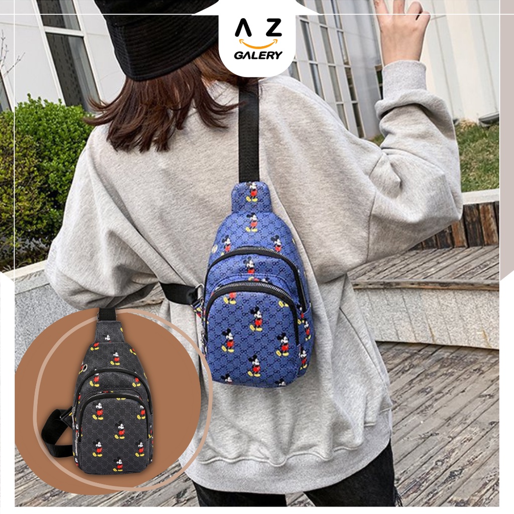 Tas Selempang Wanita Tas Import Waist Bag Wanita Sling Bag Wanita Karakter PU Leather Azgalery T205