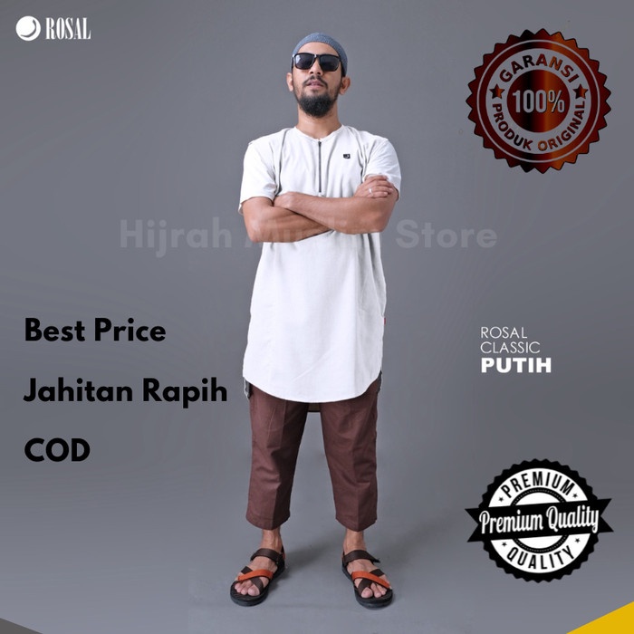 Rompi Sholat Baju Muslim Kaos Kurta Rompi Sholat Solat Pria Rosal M XXXL Big Size - Putih, XXL(E2S2)