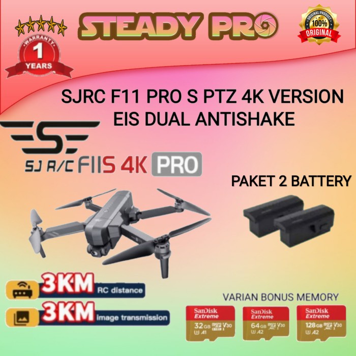 SJRC F11S 4K PRO / SJRC F11S PRO PTZ 4K 3KM VERSION EIS ANTISHAKE