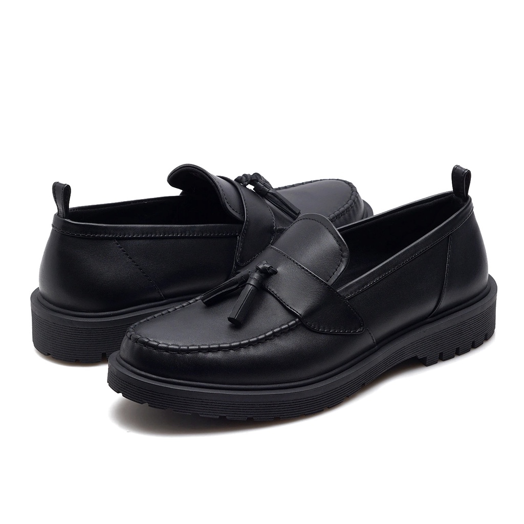 GAMA BLACK (Kulit Asli) - Sepatu Loafers Kulit Casual Pria Slip On Kerja Santai Kuliah Loafer Cowok Original