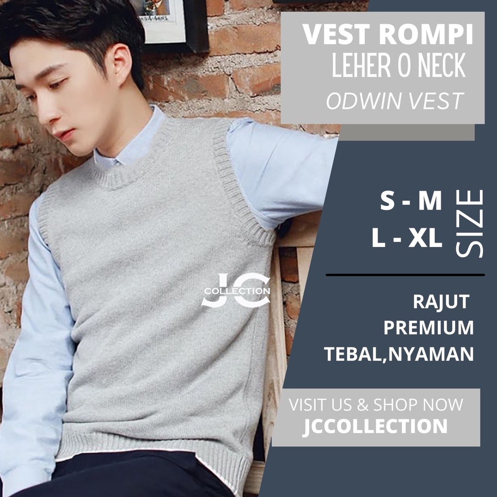 Rompi Vest Rajut Pria Korea Leher O - Odwin/ ONeck Vest Knitting - JCCOllections