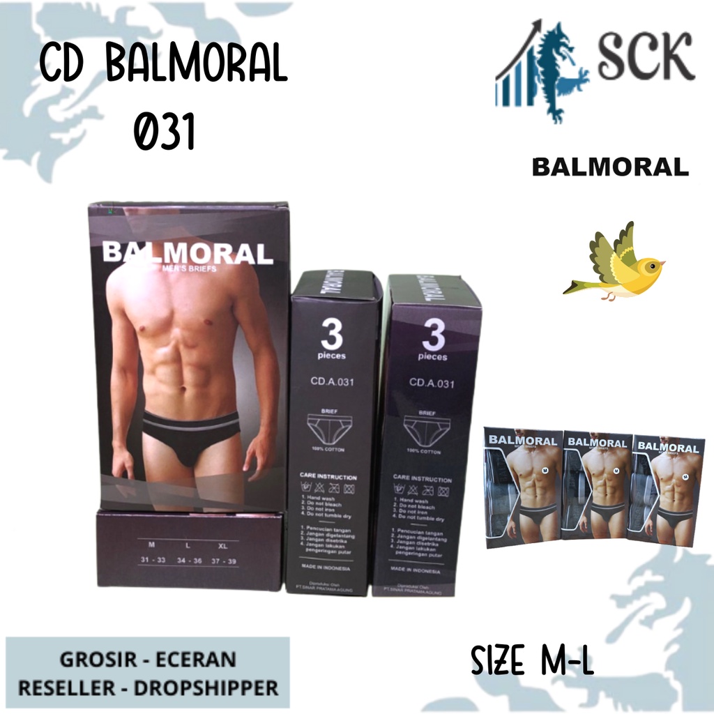 [ISI 3] CD Pria BALMORAL 031 Karet Boxer / Pakaian Dalam Cowok / Olahraga - sckmenwear GROSIR