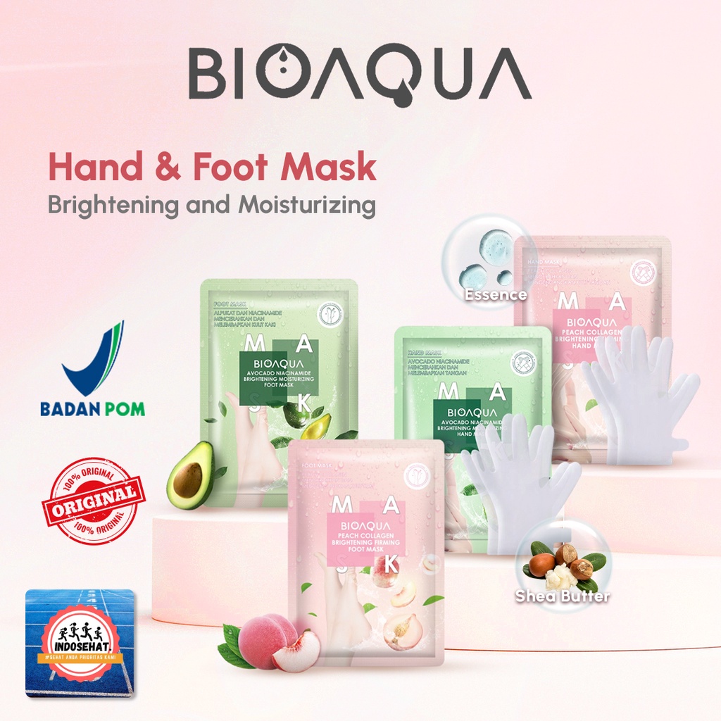 BIOAQUA Brightening Foot &amp; Hand Mask / Masker Kaki - Tangan 35 Gr