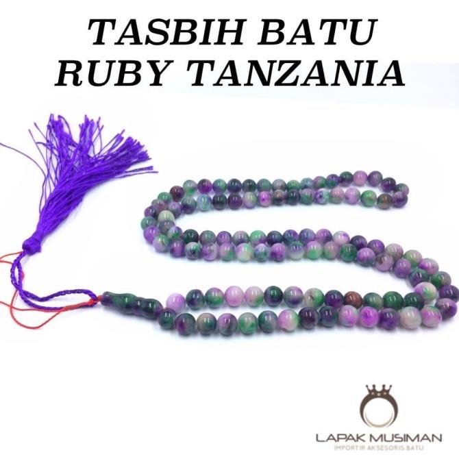 Tasbih Batu Ruby Tanzania  Natural 99 Butir