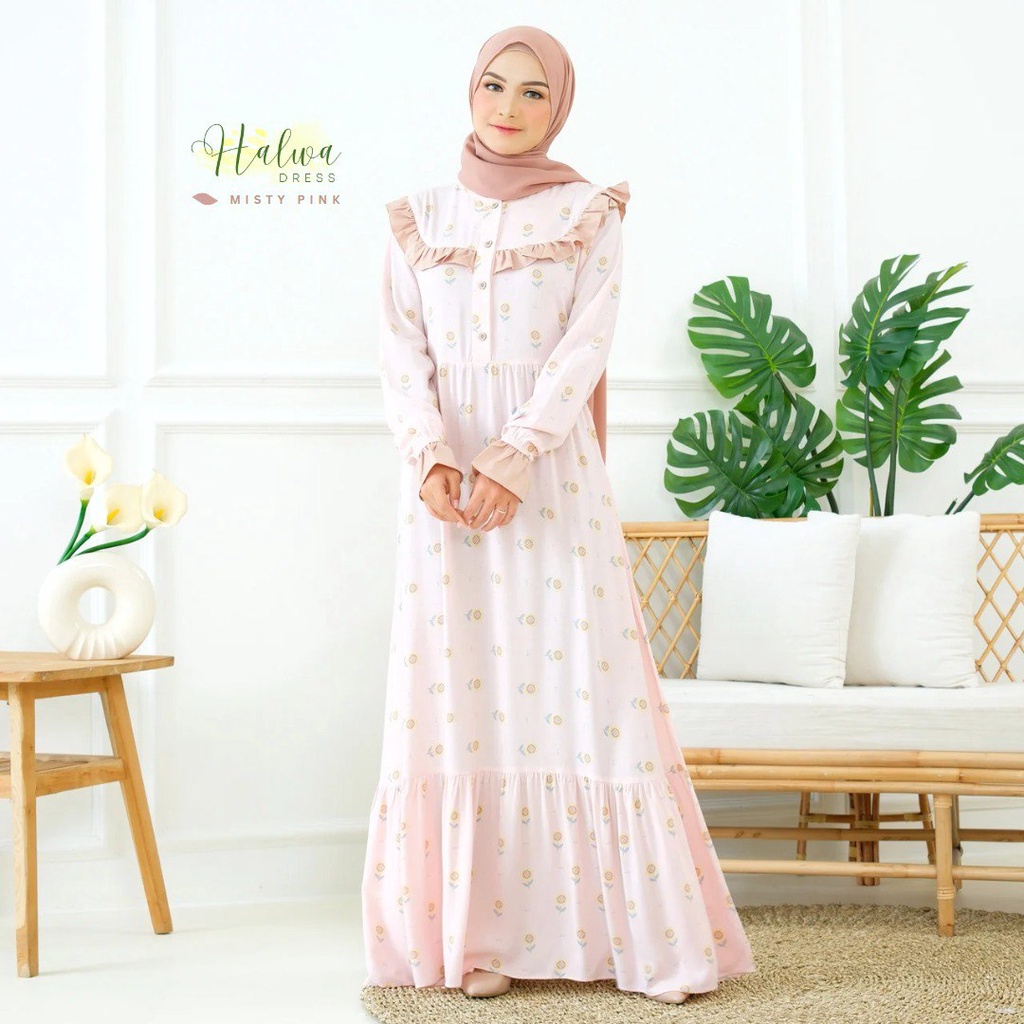 Riskirich Halwa Gamis Homedress Kiyowo Bahan Rayon Valencia Premium