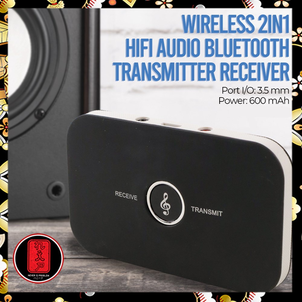 VIKEFON Wireless 2in1 HiFi Audio Bluetooth Transmitter Receiver 3.5mm - B6 - Black