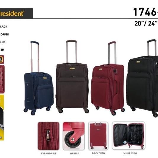 Koper President 24 Inch (1746) Bahan Kain Kanvas Ori / Koper Kain 24"